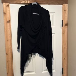 Love Tree Fringe Wrap Sweater - Large